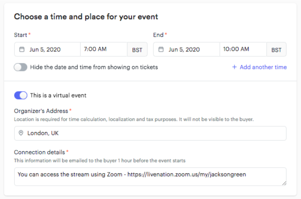 Ticket a virtual event on Universe