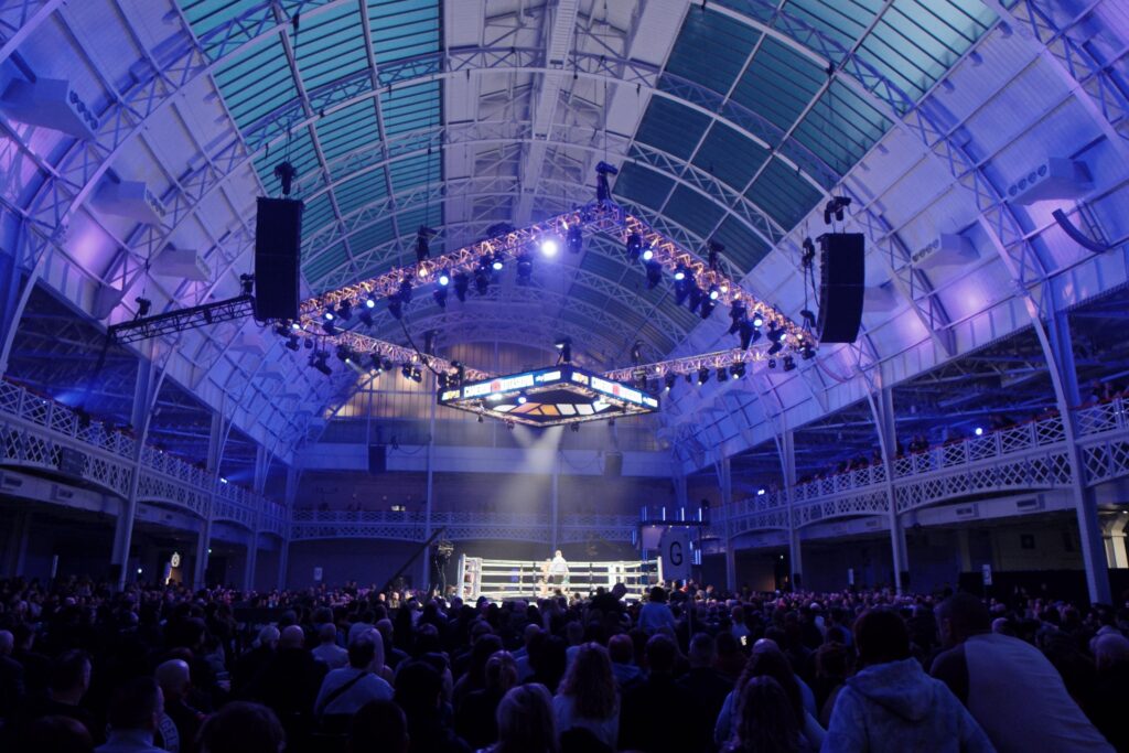 Olympia’s National Hall during the MVP Caroline Dubois vs Terri Harper headliner fight. Image courtesy of Olympia.